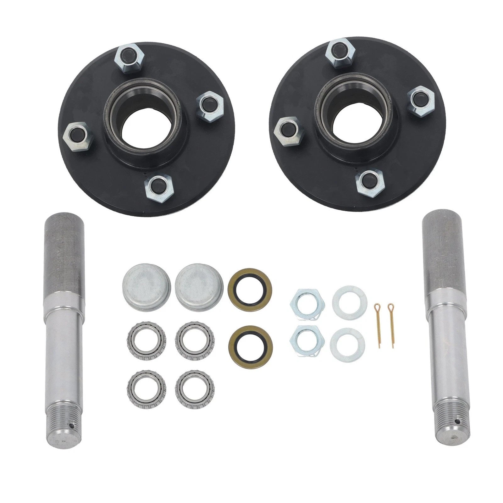 Set of 2 Straight Spindles & Bearings for 4-Bolt Hub Assembly