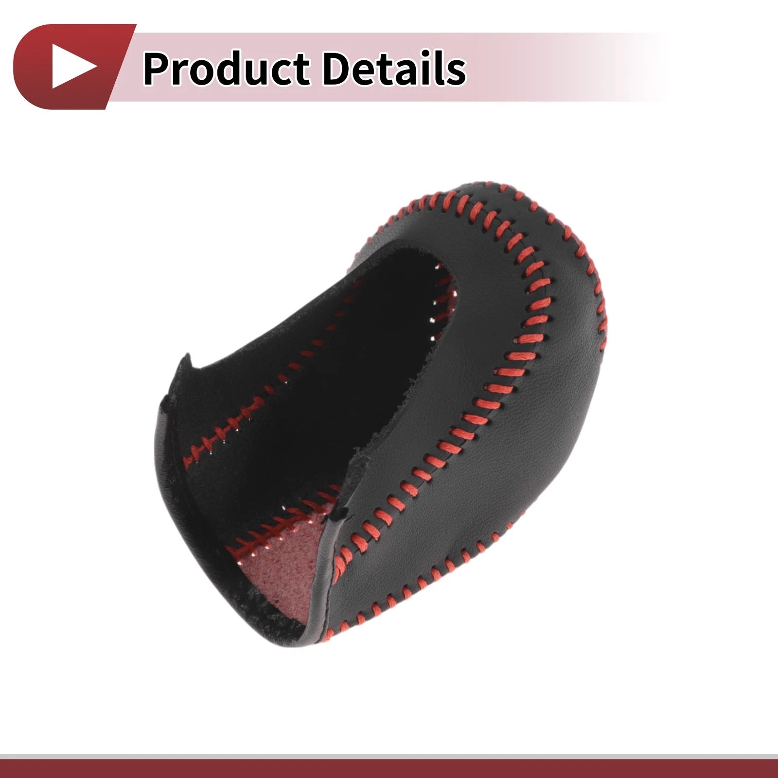 1 Pc Gear Shift Knob Cover for Hyundai Tucson (2015–2018) Black Red Faux Leather