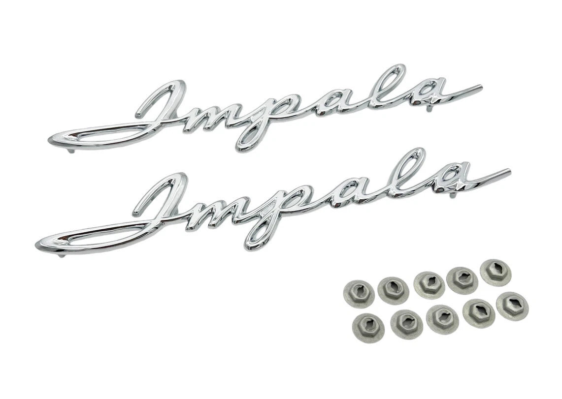 Rear Chrome Quarter Panel Emblems for 1962 Chevy Impala (Qty 2)