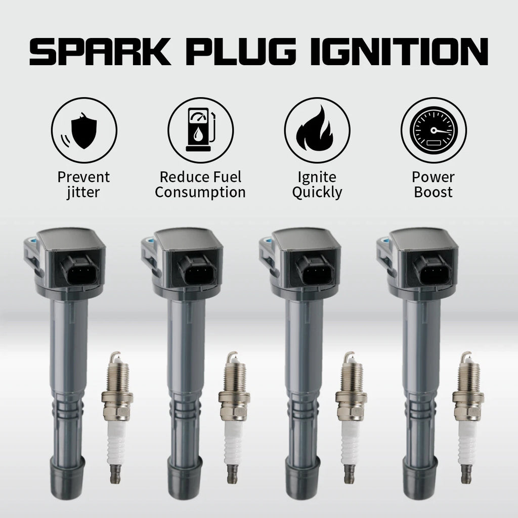 Set of 4 Ignition Coils UF602 & Spark Plugs for Honda Accord CR-V Civic Acura ILX (2012–2015)