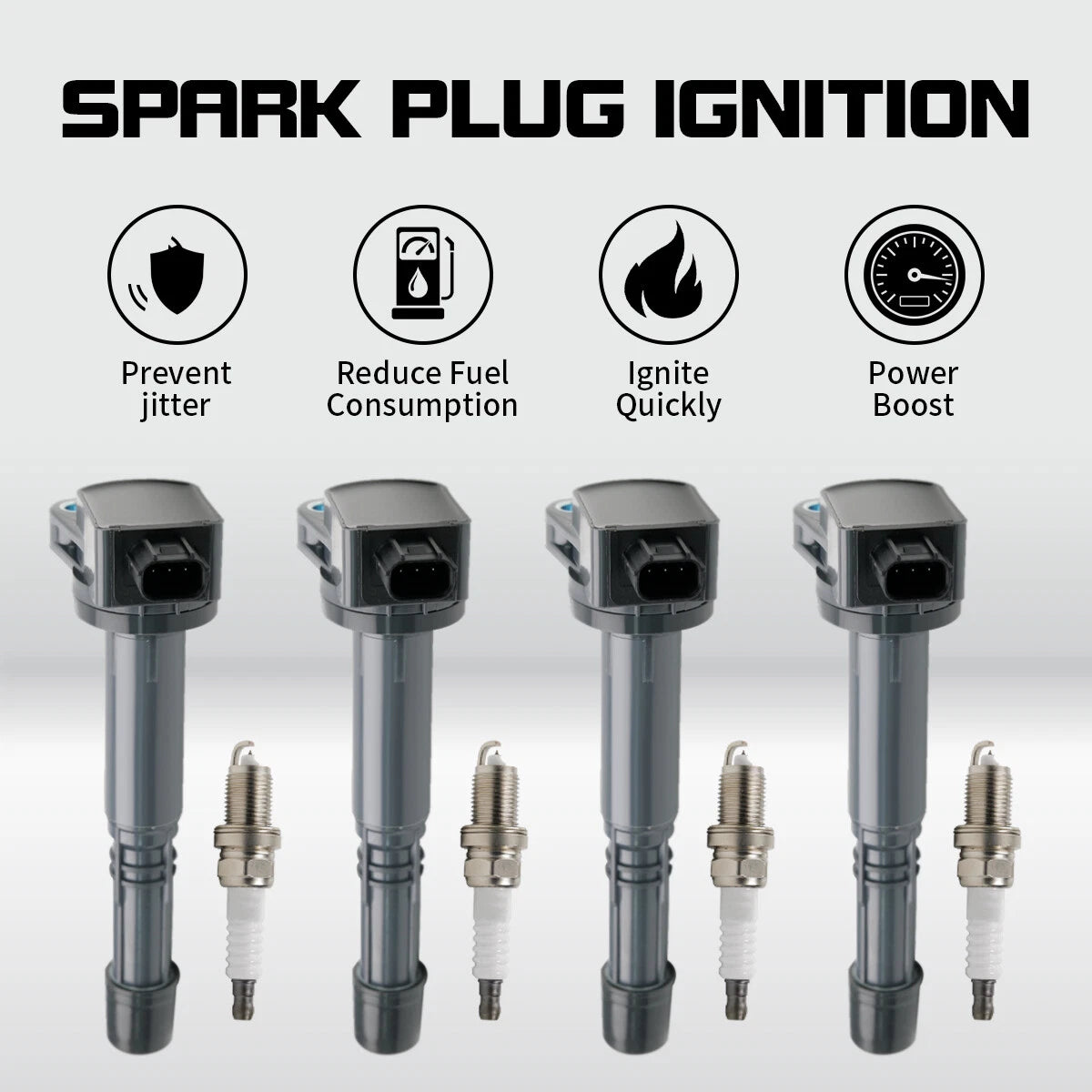 Set of 4 Ignition Coils UF602 & Spark Plugs for Honda Accord CR-V Civic Acura ILX (2012–2015)