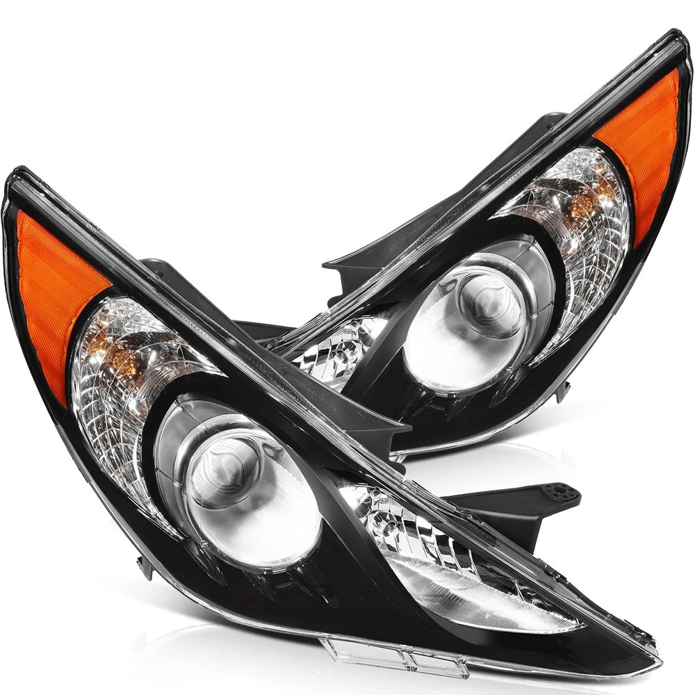 Set of 2 Headlights for Hyundai Sonata (2011–2014) Black Housing