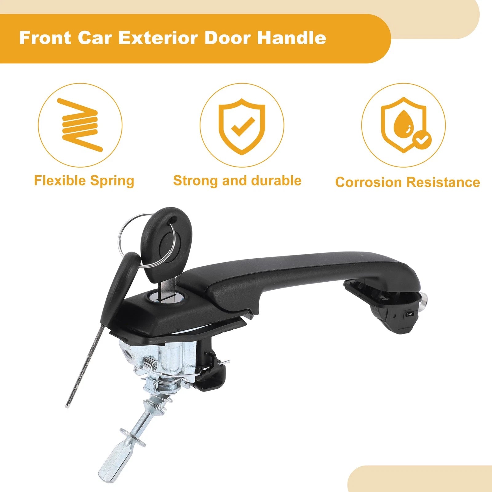 Front Door Handle No. 1H0837207B for Volkswagen Jetta (2006–2010) Black Metal