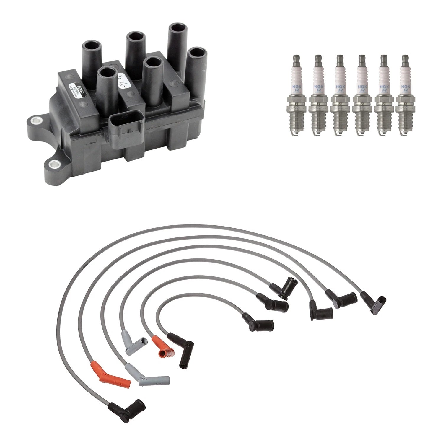 Set of 6 Denso Ignition Coil Wires & NGK Spark Plugs for Ranger 3.0 V6 (1998–2000)