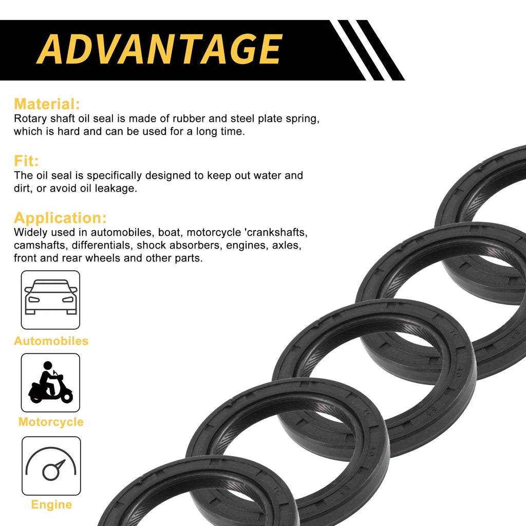 Set of 5 Oil Seal Ring for Rotary Shaft 40x56x7mm NBR Rubber