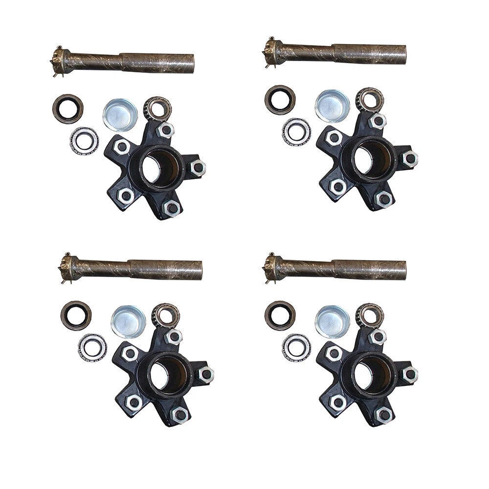 Set of 4 Trailer Axle Hub Spindle Kits 5 on 4.5" 1" Round 2000 lb 008-259-05