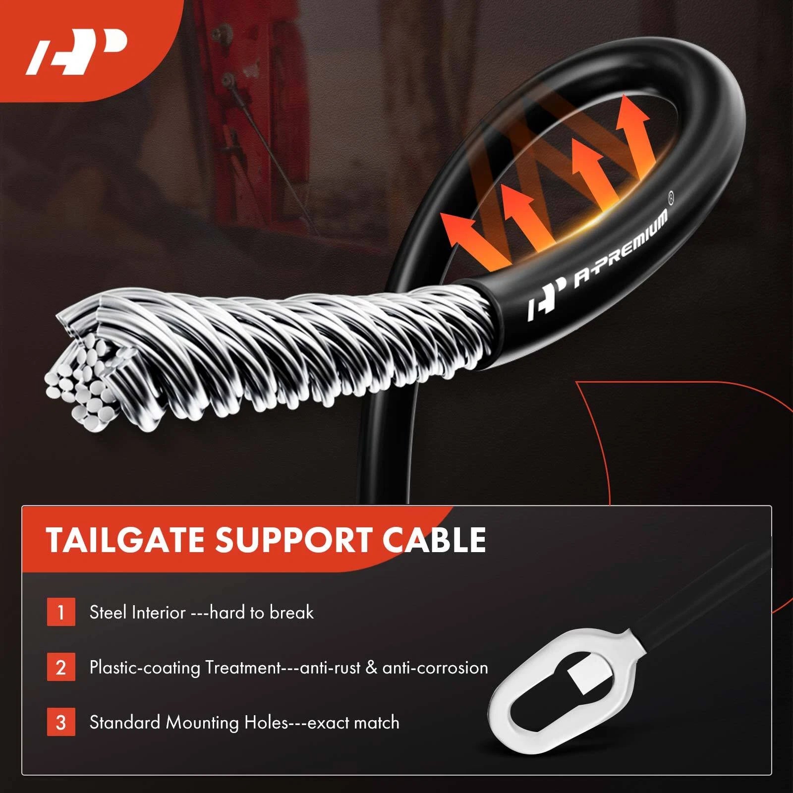 Tailgate Hardware Rebuild Kit with Cable for Dodge Dakota (1997-2010)