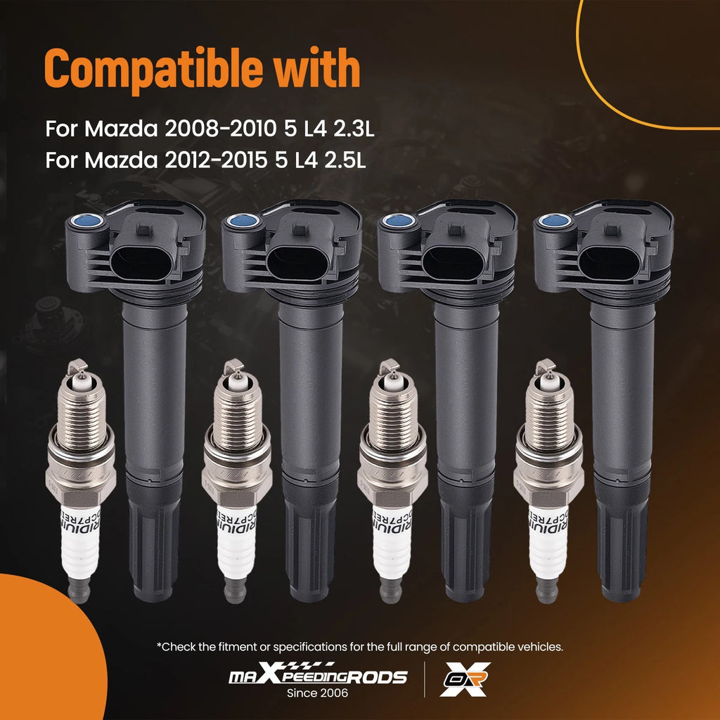 4X Ignition Coils for Fiat 500 1.4L L4 (2012–2017) 68070492AD