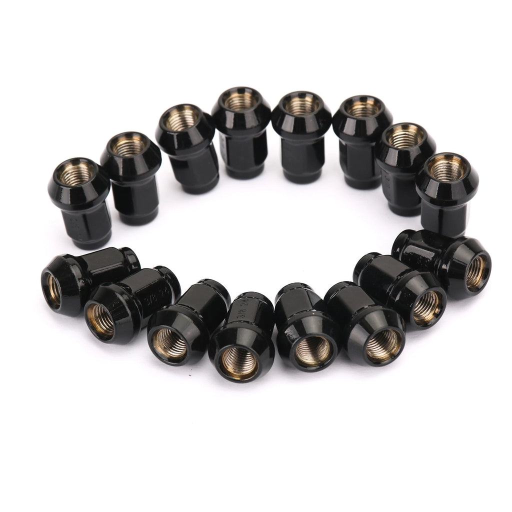 16x Black Wheel Lug Nuts 3/8" 24 Tapered for Polaris Ranger RZR (2008–2023)