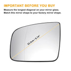 Left Side Heated White Mirror Glass for Mercedes Viano (2010–2020)