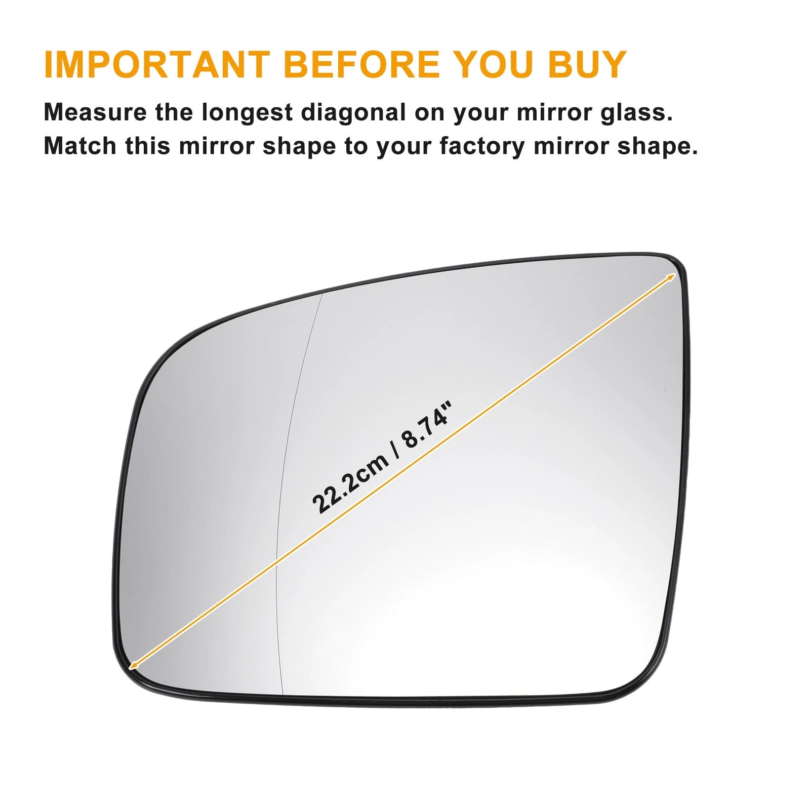 Left Side Heated White Mirror Glass for Mercedes Viano (2010–2020)