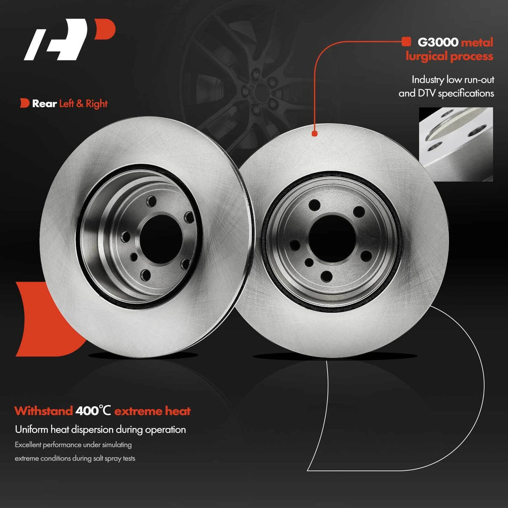 Set of 2 Rear Disc Brake Rotors & Ceramic Pads for BMW X5 X6 (2007–2019)