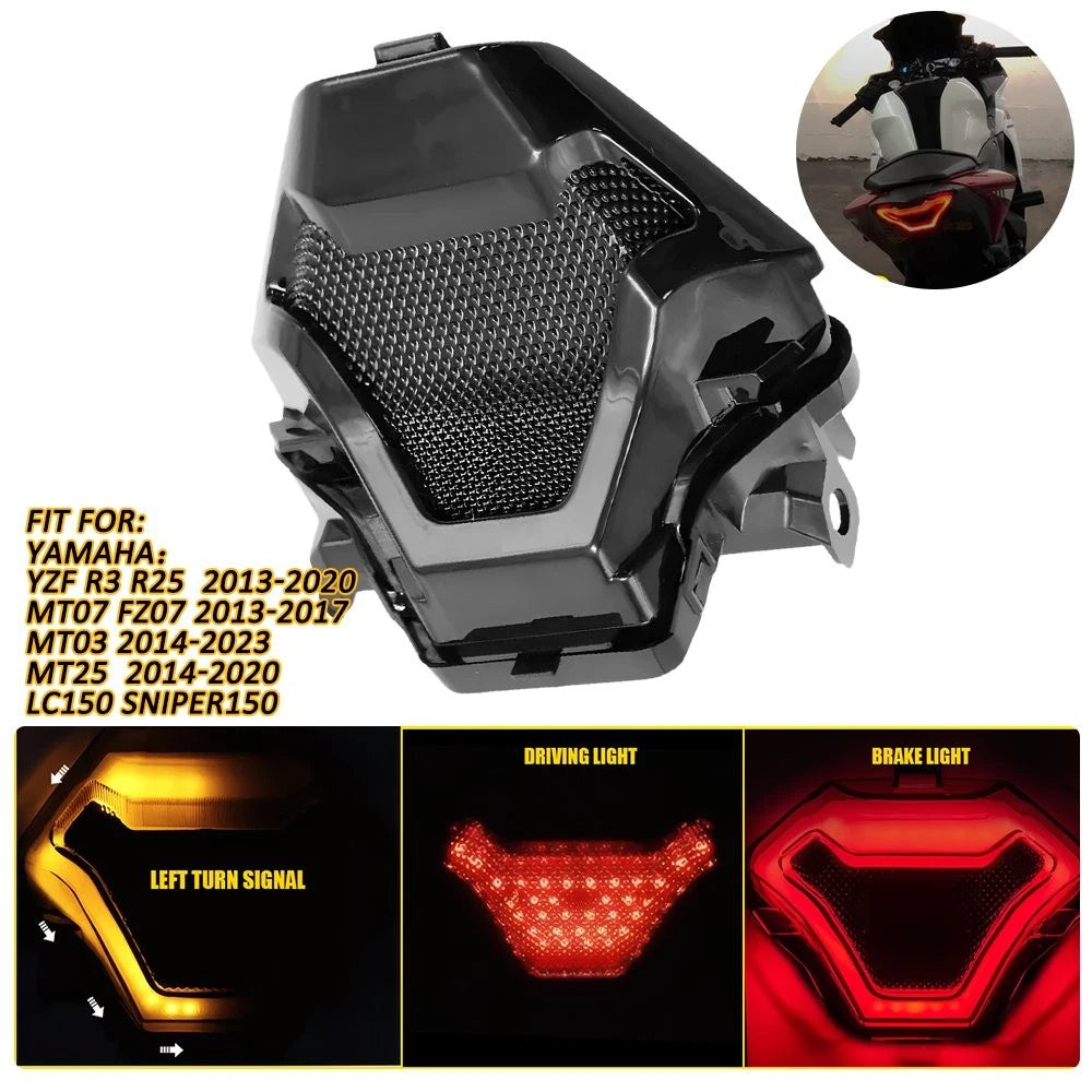 Integrated LED Tail Light Brake Turn Signals for Yamaha R3 MT03 MT25 MT07 (2015–2023)