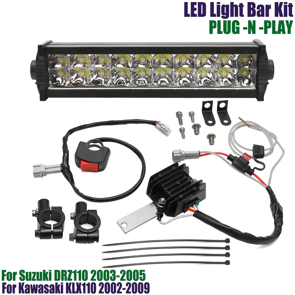 LED Light Bar Headlight Kit for Kawasaki KLX110 (2002–2009) PLUG-N-PLAY