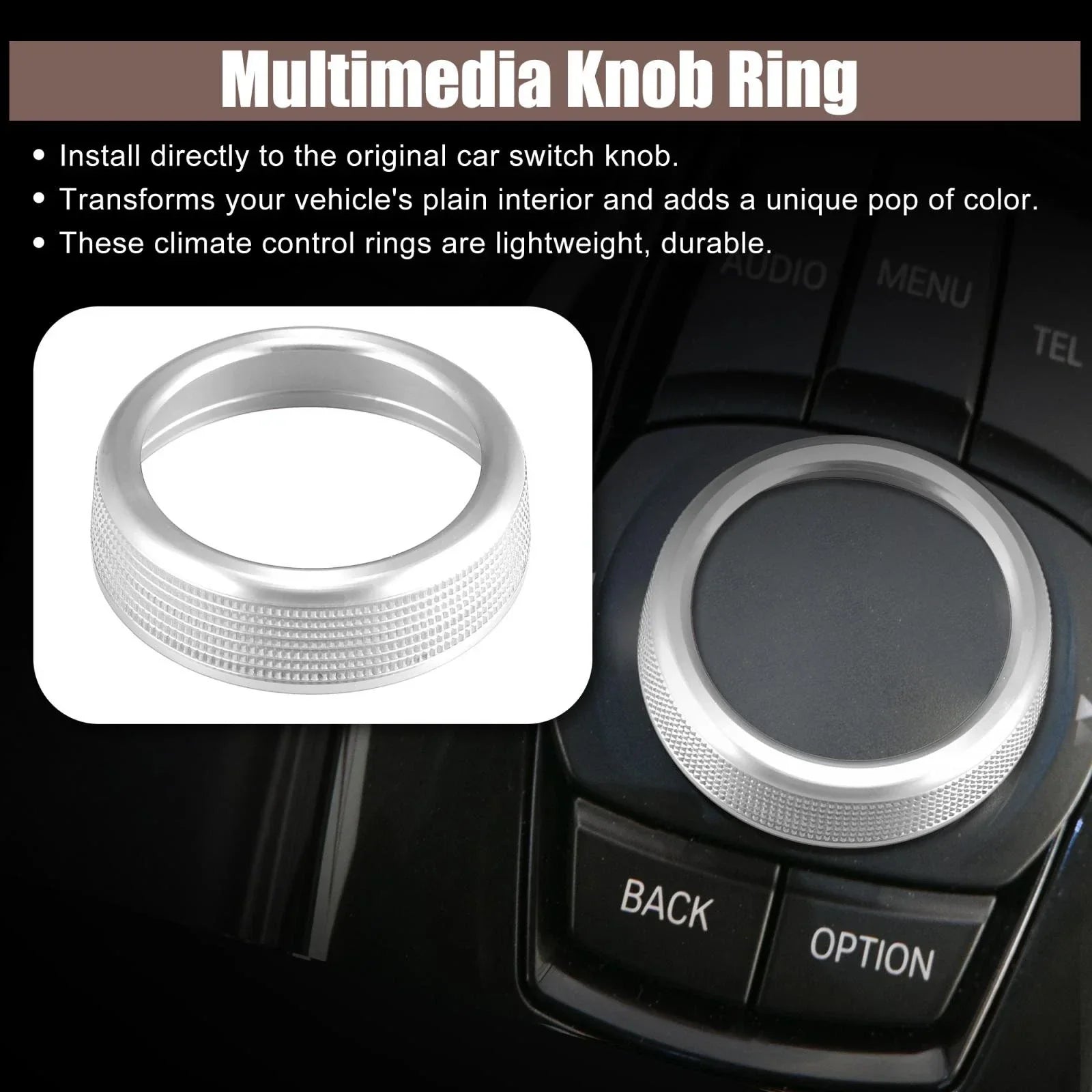 Knob Cover Ring for BMW Series X3 X4 X5 X6 Silver Tone