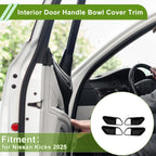 Set of 4 Interior Door Handle Bowl Cover Trim for Nissan Kicks (2025) Black ABS
