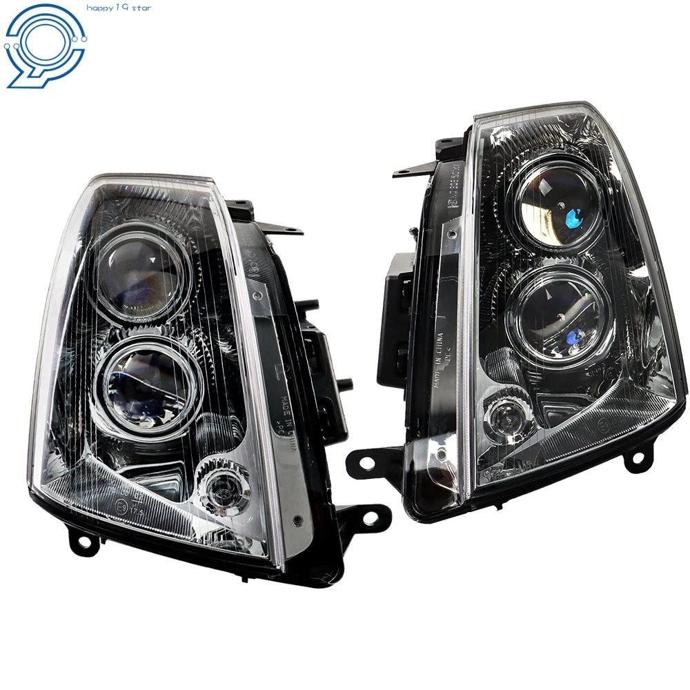 Set of 2 Headlights for Cadillac STS (2005–2011) Halogen Clear Lens Black Housing