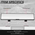 Universal Flat Panoramic Wide Angle Rear View Mirror Glass 11.8" X 3" X 1"
