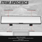 Universal Flat Panoramic Wide Angle Rear View Mirror Glass 11.8" X 3" X 1"