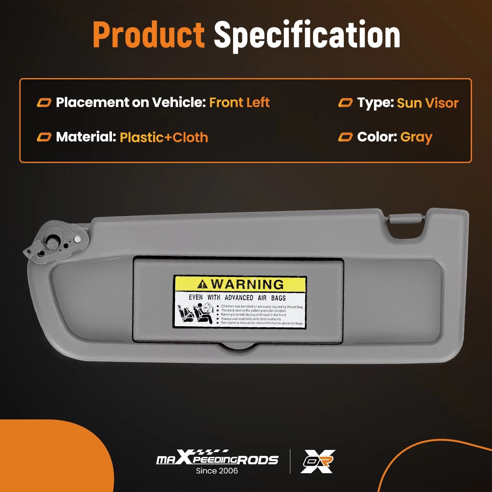 Driver Side Sun Visor for Honda Civic (2006–2011) 83280-SNA-A01ZC Gray