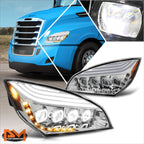 Sequential Amber LED Signal Projector Headlights for Freightliner Cascadia (2018–2024)