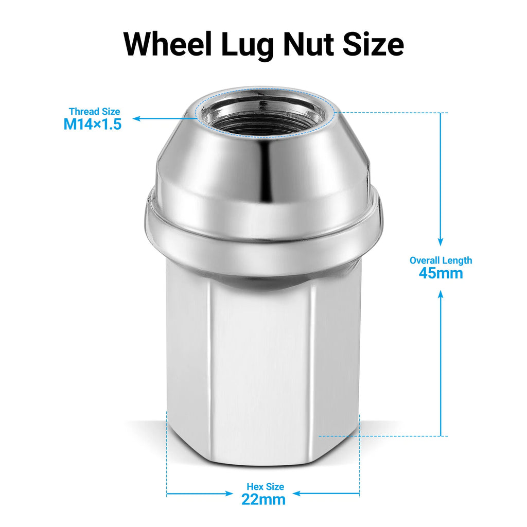 Set of 24 Lug Nuts for Factory Style Vehicles (14x1.5mm, Chrome)