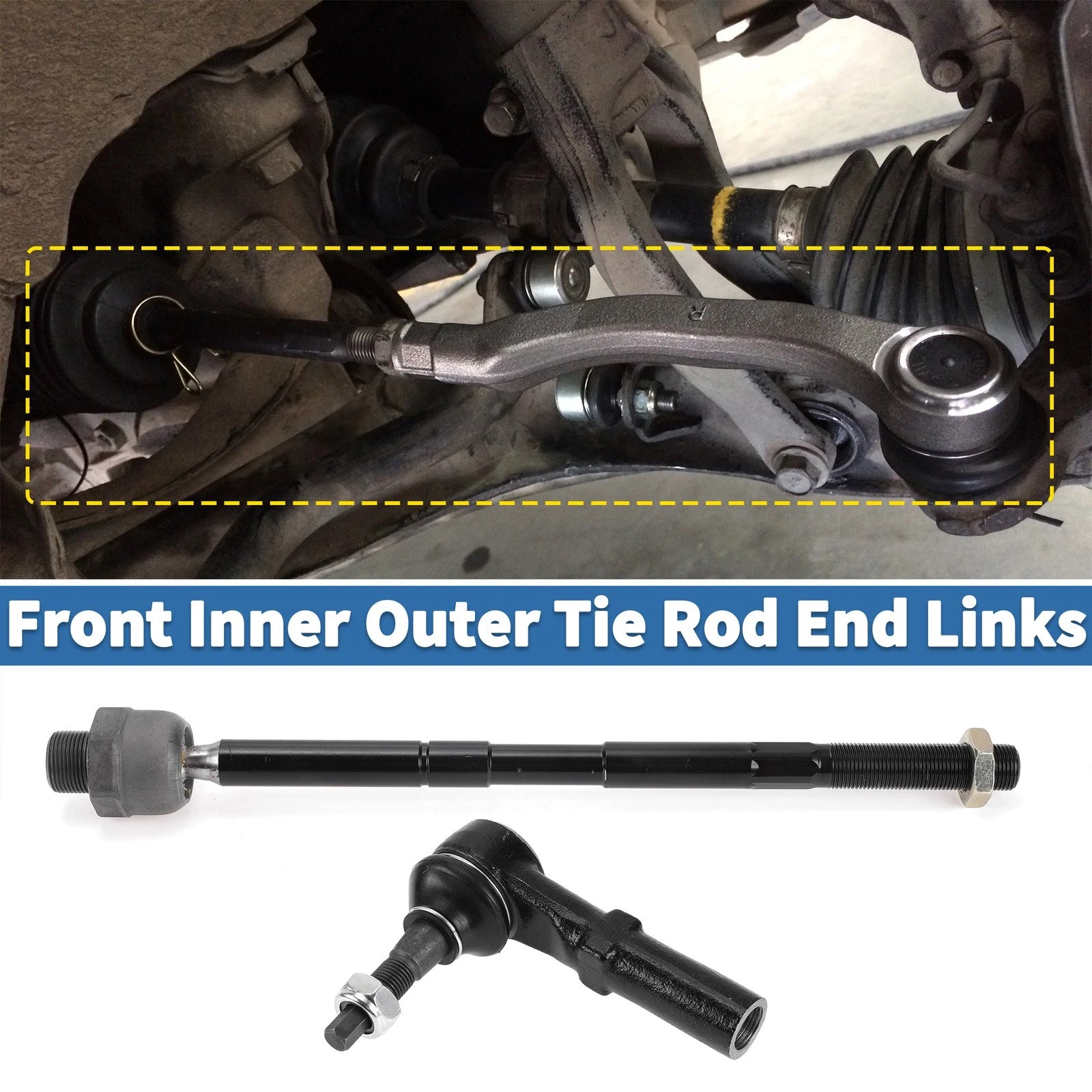 Set of 4 Front Inner Outer Tie Rod Ends for Dodge Ram 2500 (2003–2010)