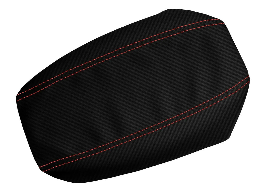 Carbon Fiber Console Lid Armrest Cover for Nissan Altima (2005–2006) Red Stitch