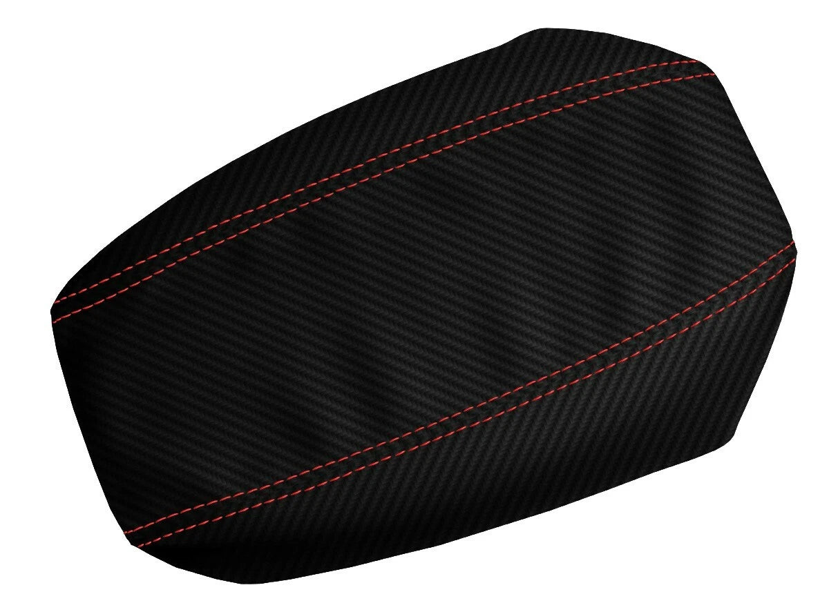 Carbon Fiber Console Lid Armrest Cover for Nissan Altima (2005–2006) Red Stitch
