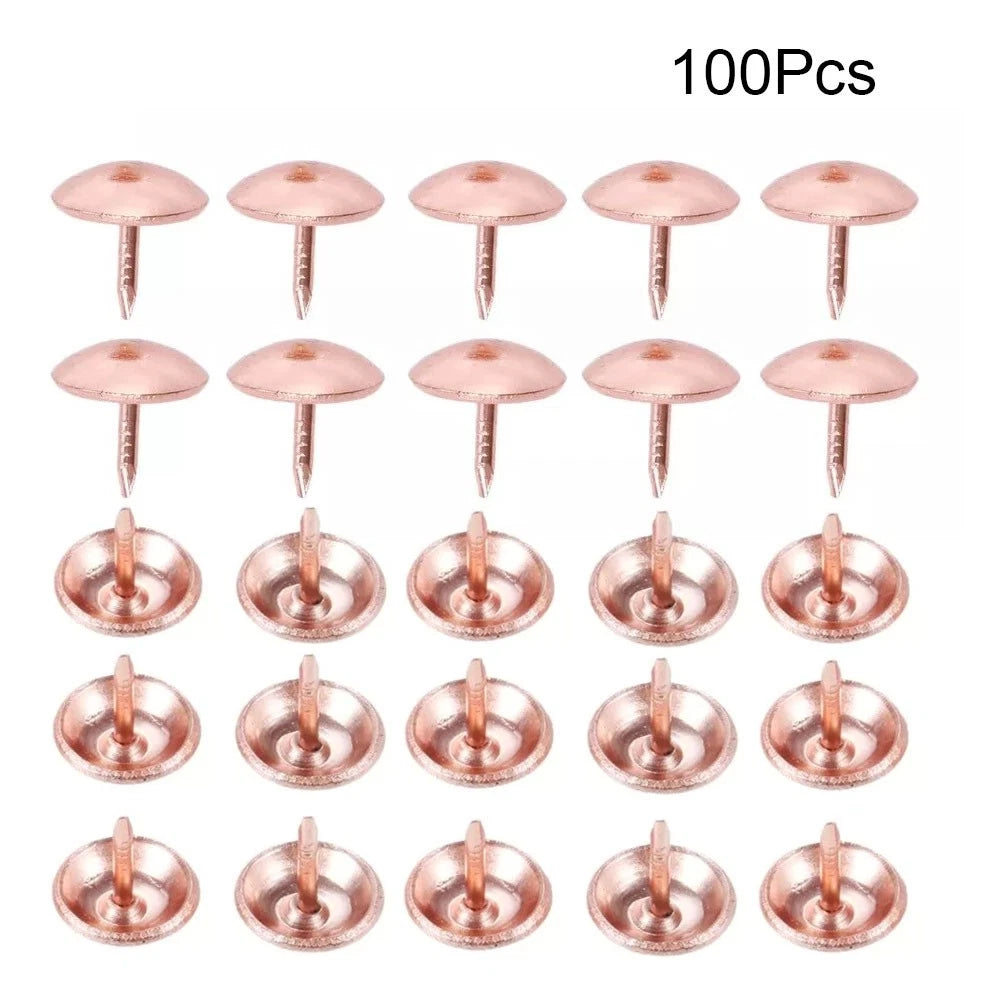100Pcs Rose Color Upholstery Nails for Furniture, Jewelry Box, Sofa Bed