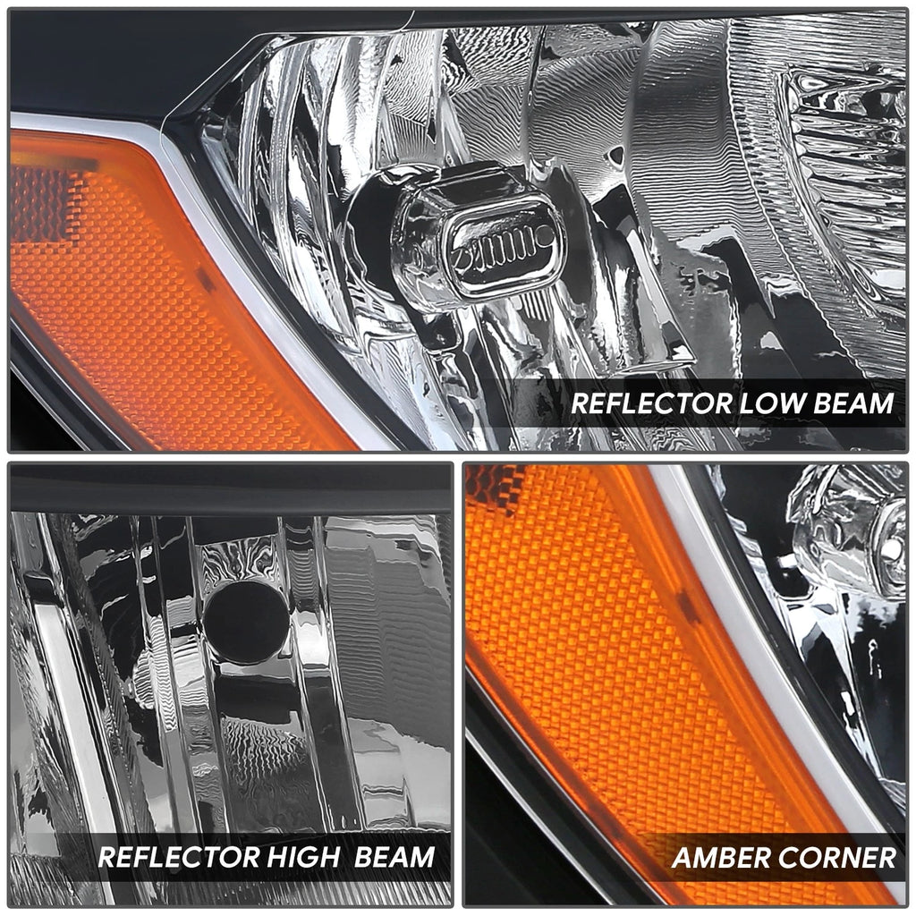 Right Headlight for Jeep Compass (2017–2021) Black Housing Amber Corner