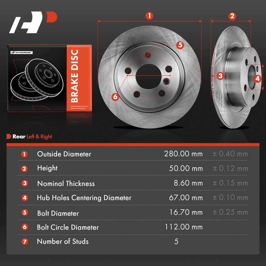 Rear Disc Brake Rotors for BMW i3 (2014-2016)