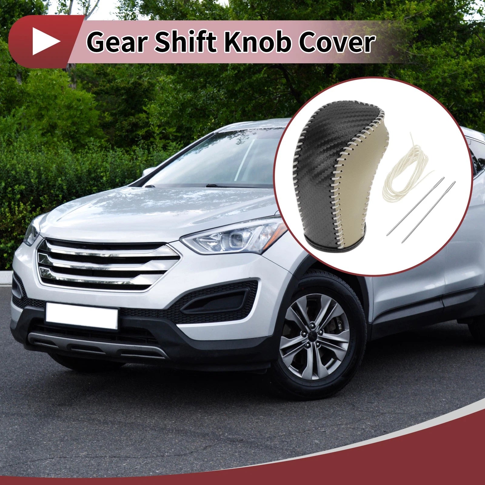1 Pc Gear Shift Knob Cover for Hyundai Tucson (2015–2018) Black Beige