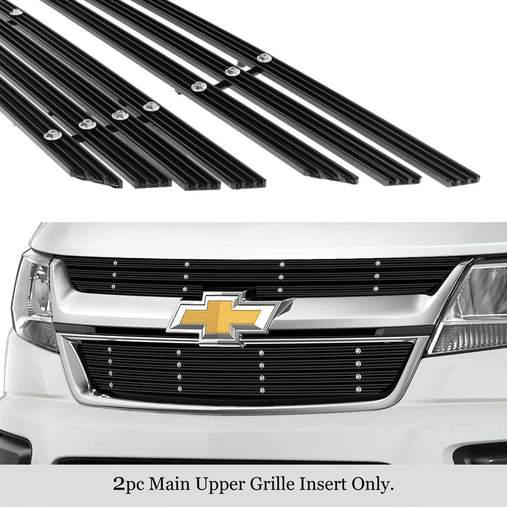 Black Wide Rivet Billet Grille Insert for Chevy Colorado (2015-2020)