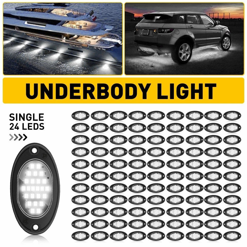100pcs White LED Underglow Rock Light Kit for Jeep ATV UTV Truck Motorcycle