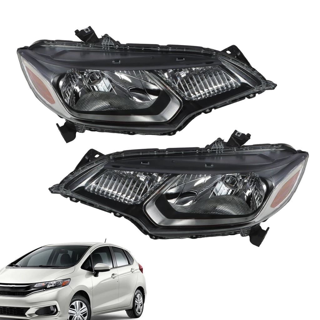 Set of 2 Front Headlights for Honda Fit (2015–2017) Left + Right Clear Lens