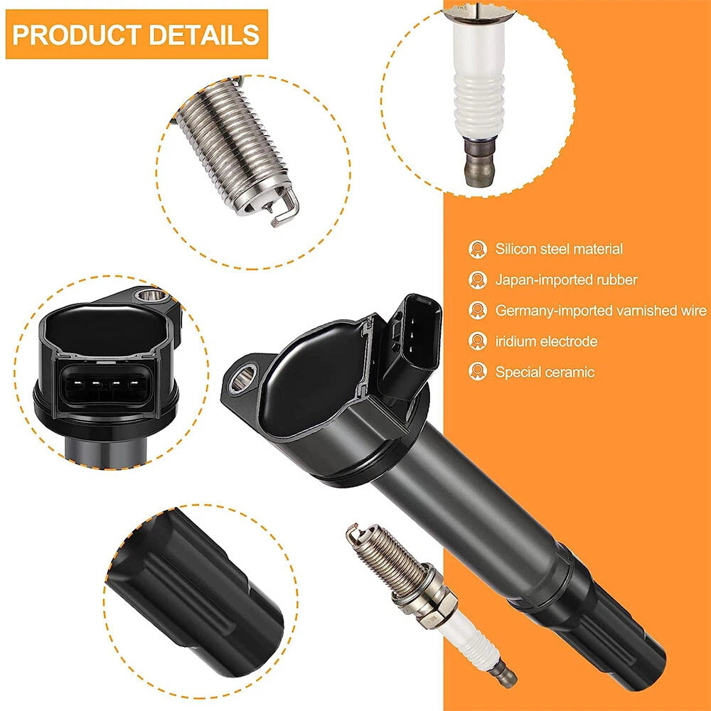 Ignition Coils and Spark Plugs for Toyota Avalon 2005-2018 3.5L (6-Pack)