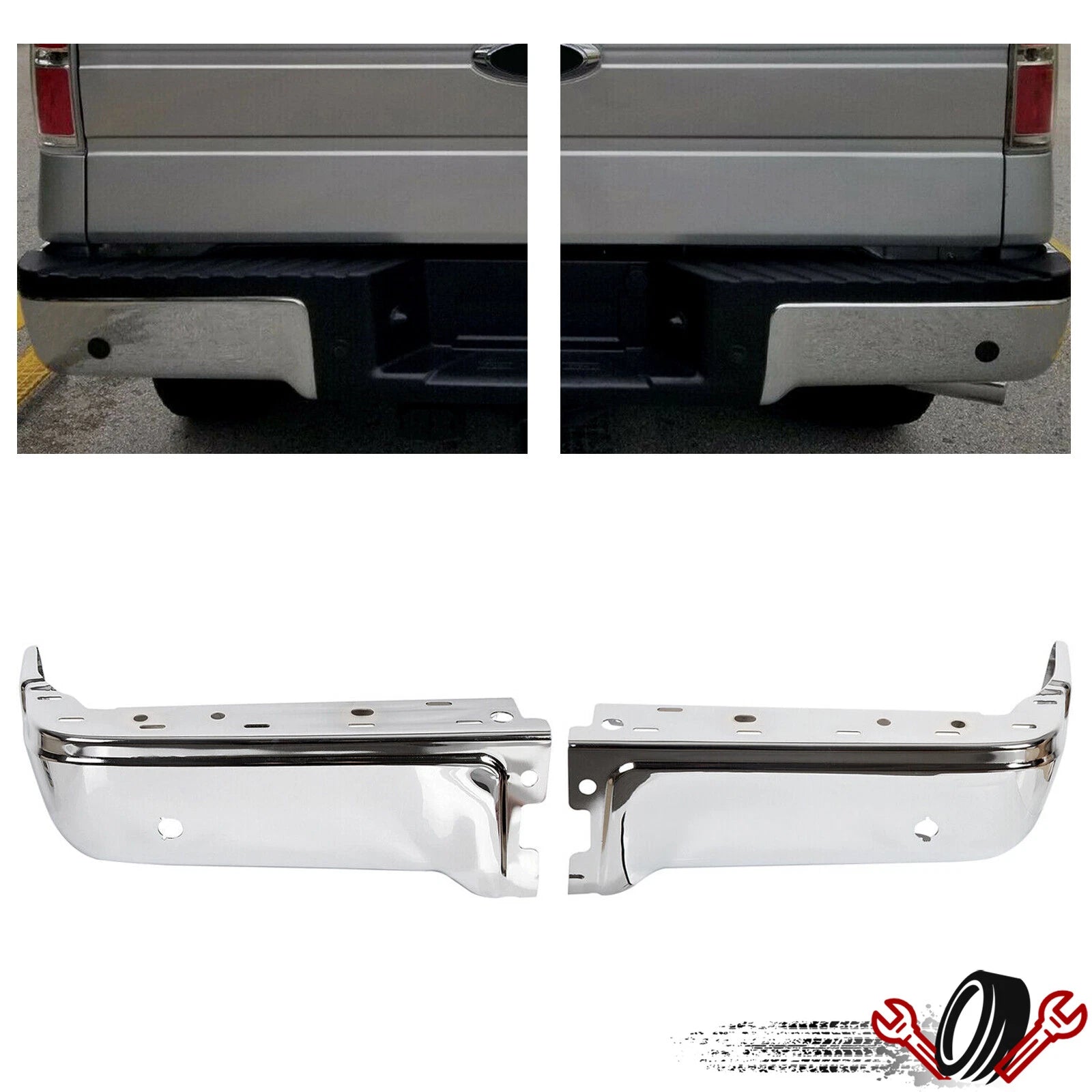 Set of 2 Chrome Rear Bumper End Caps for Ford F-150 (2009–2014)