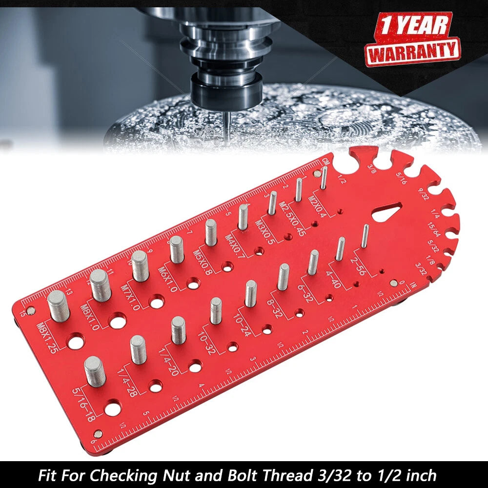 Nut and Bolt Thread Checker for Portable Use (18/32 to 1/2 Inch)