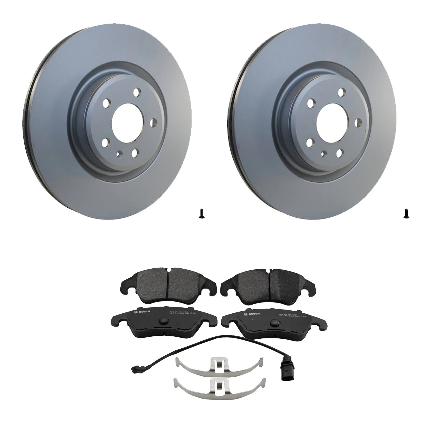 Hella Front Rotors & Bosch QuietCast Disc Brake Pad Kit for Audi A6 A7 (2012–2020)