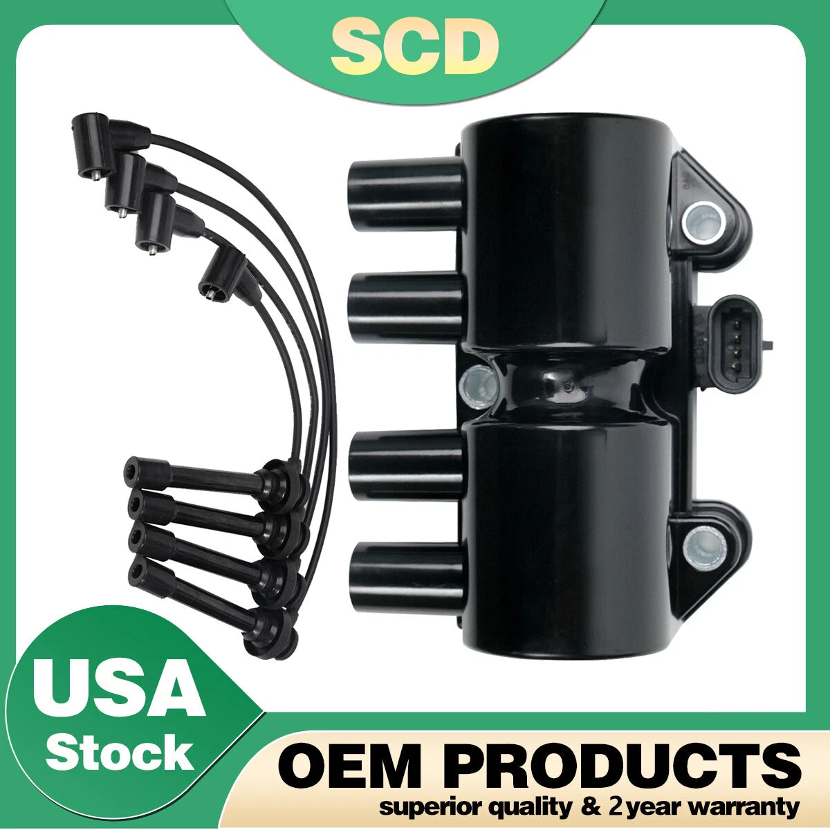 UF356 Ignition Coil & Spark Plug Wire for Chevy Daewoo Isuzu L4 (1990–2023)