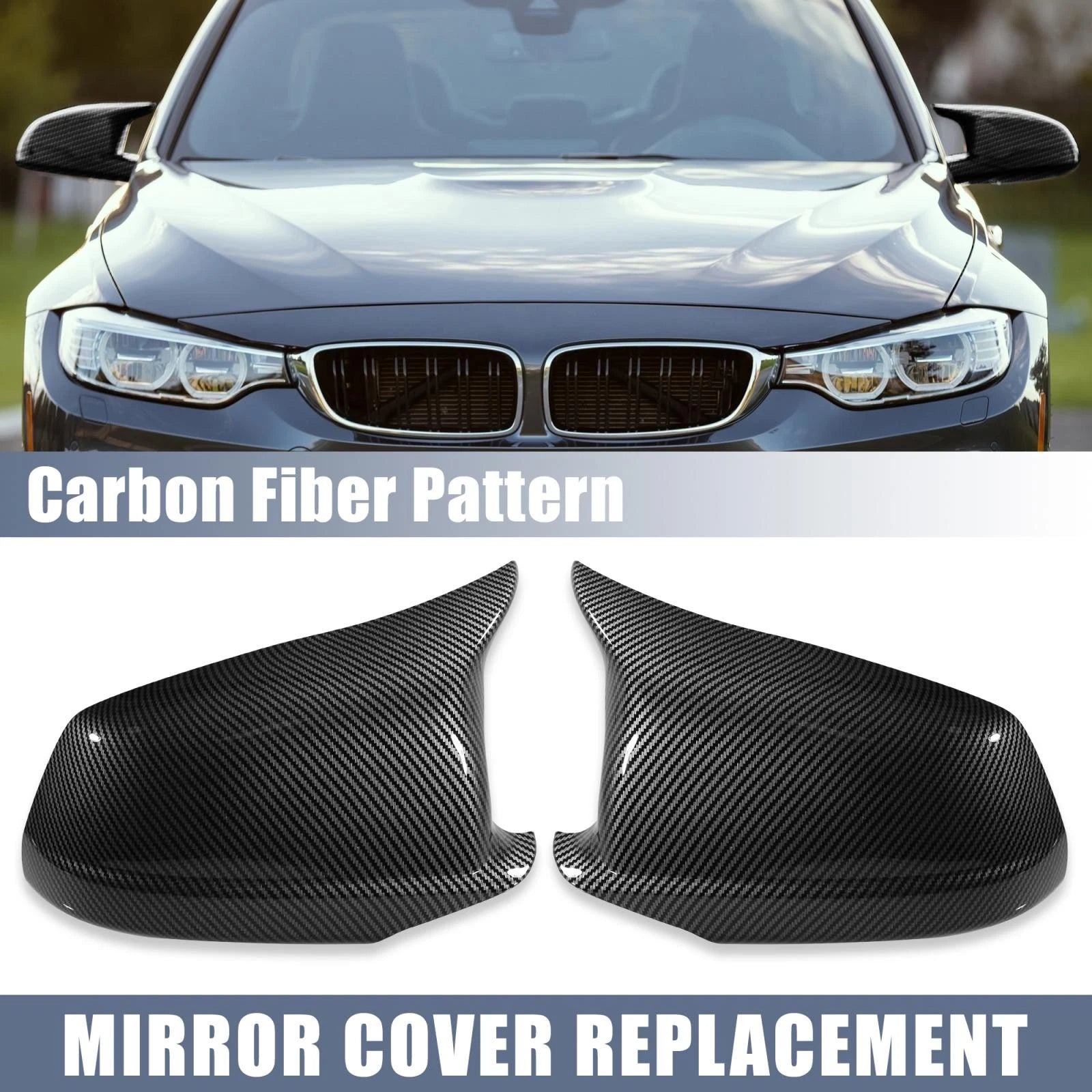 Pair of Carbon Fiber Pattern Rear View Mirror Covers for BMW F10 F11 F18 (2011–2017)
