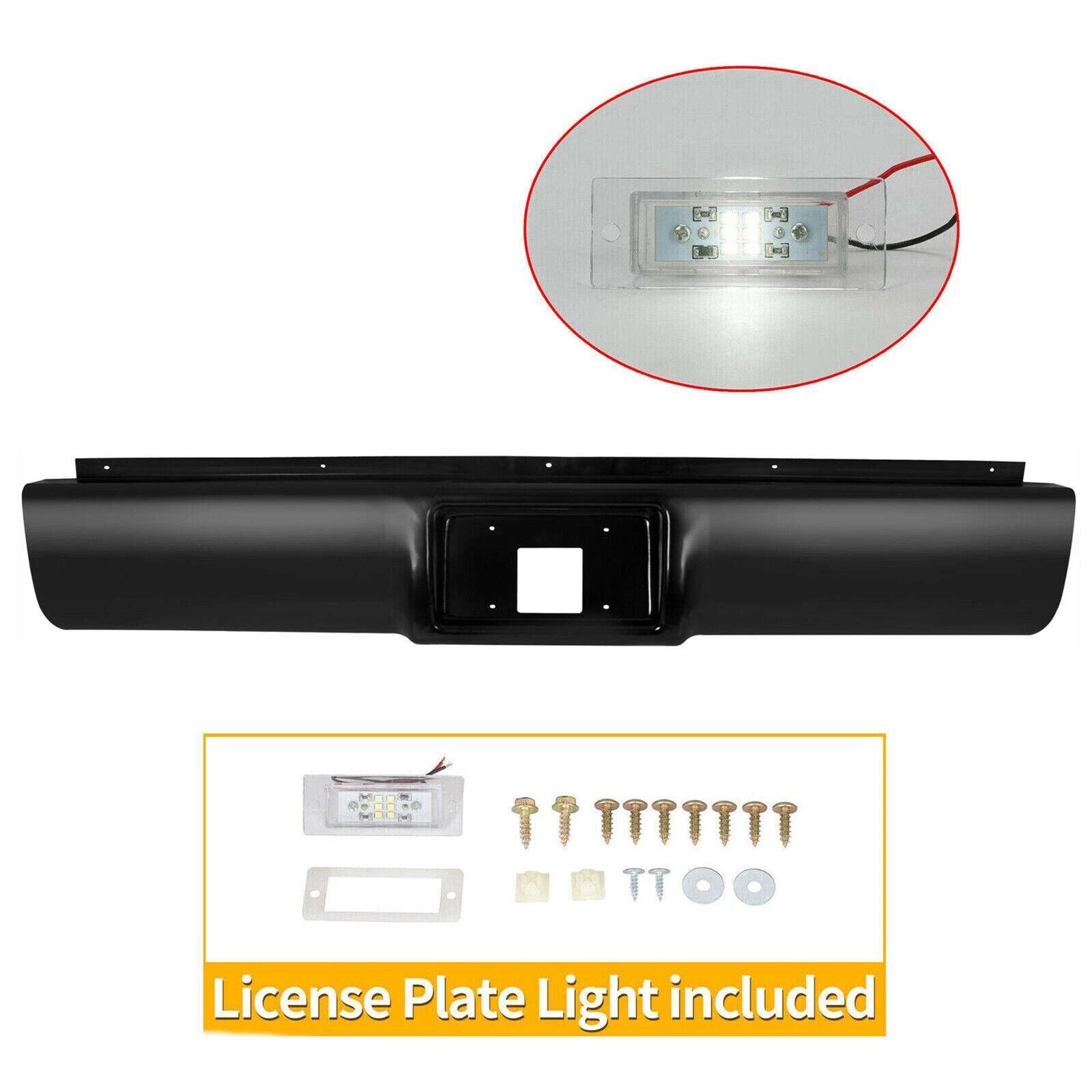 Rear Bumper Roll Pan w/LED Light for Chevrolet GMC C1500 2500/K1500 1988–1998