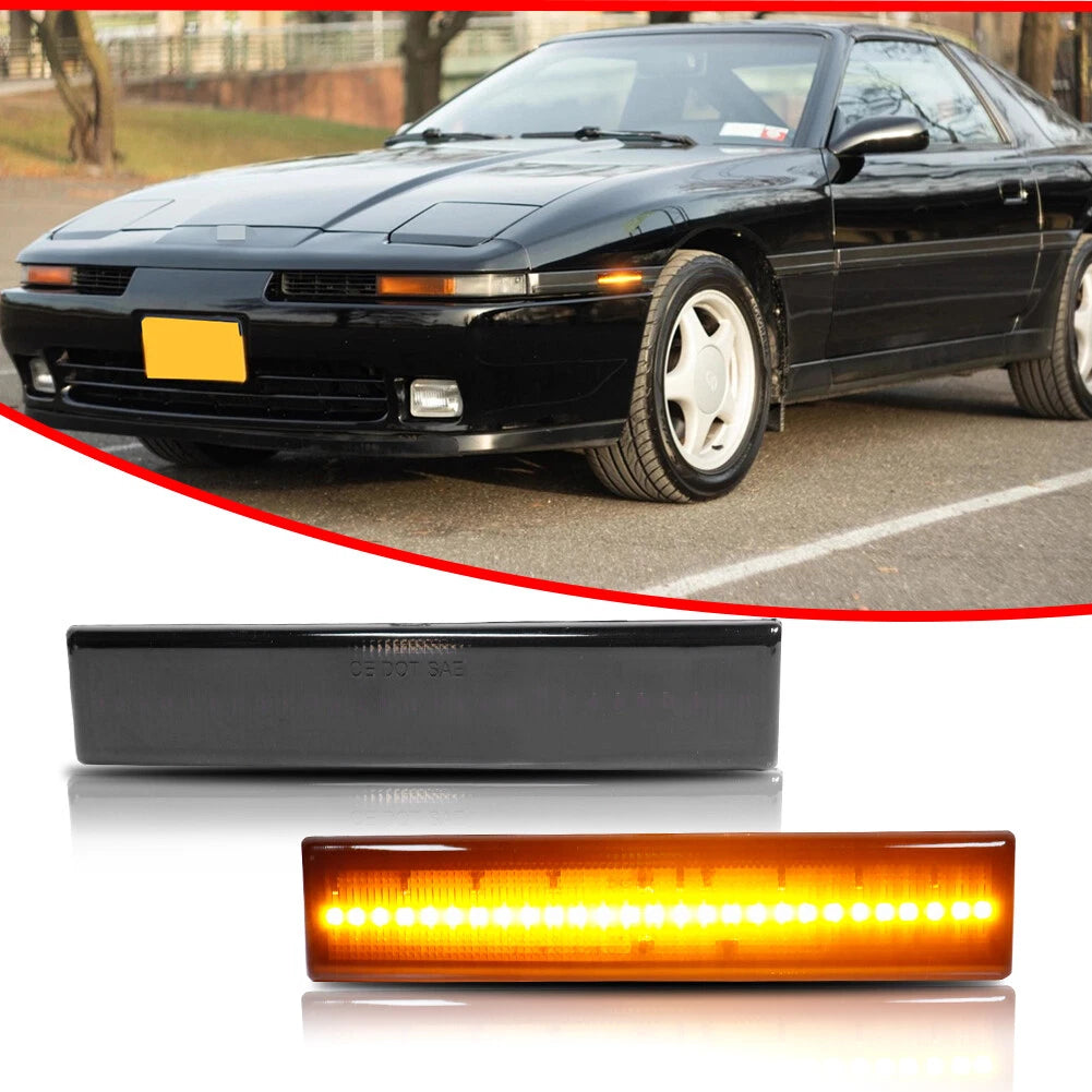 Smoked Amber LED Front Side Marker Lights for Toyota Supra Celica (1986–1992)