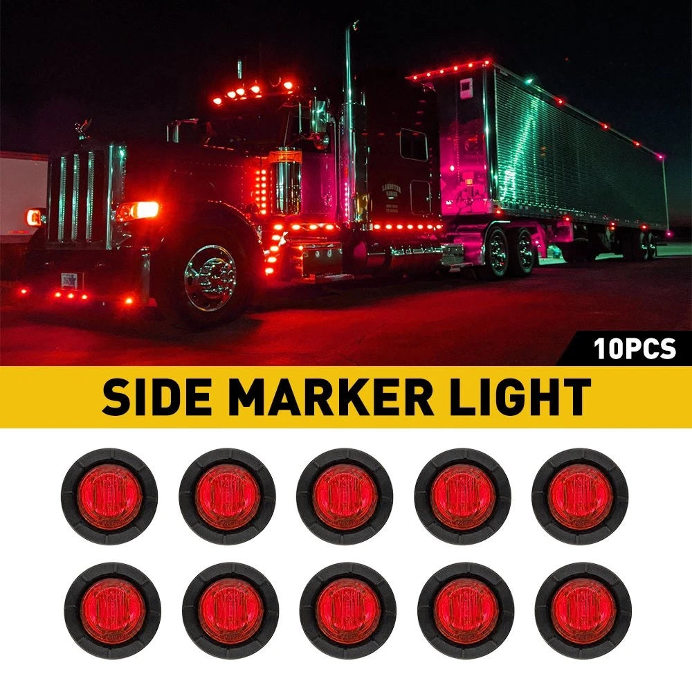 10Pcs LED Marker Lights for Truck Trailer Clearance (Waterproof)