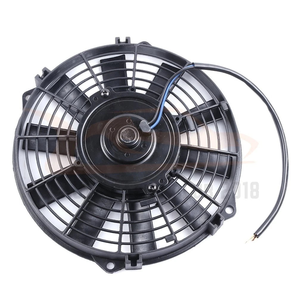 9" Black Universal Plastic Slim Radiator Cooling Fan Mount Kit 12V