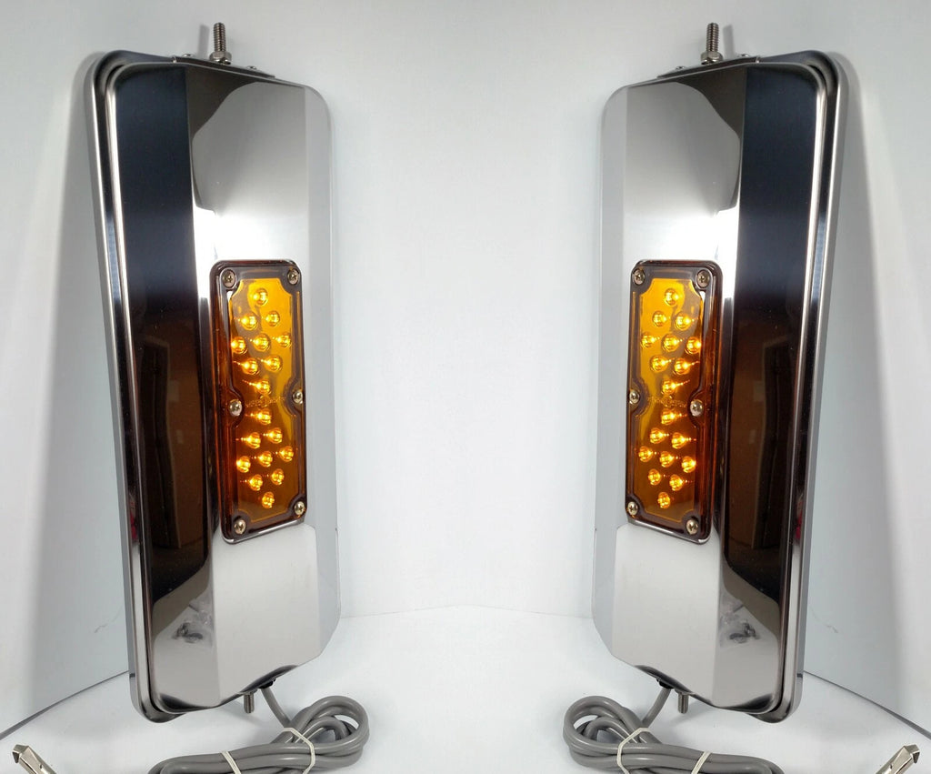 Heated Power Stainless Mirrors Amber LED for Peterbilt Kenworth KW West Coast (2005–2015)