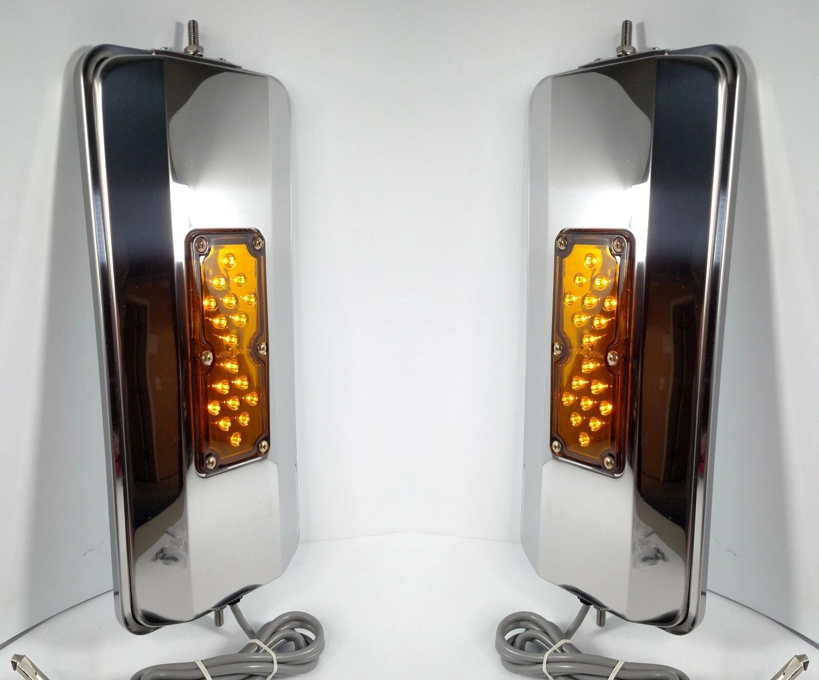 Heated Power Stainless Mirrors Amber LED for Peterbilt Kenworth KW West Coast (2005–2015)