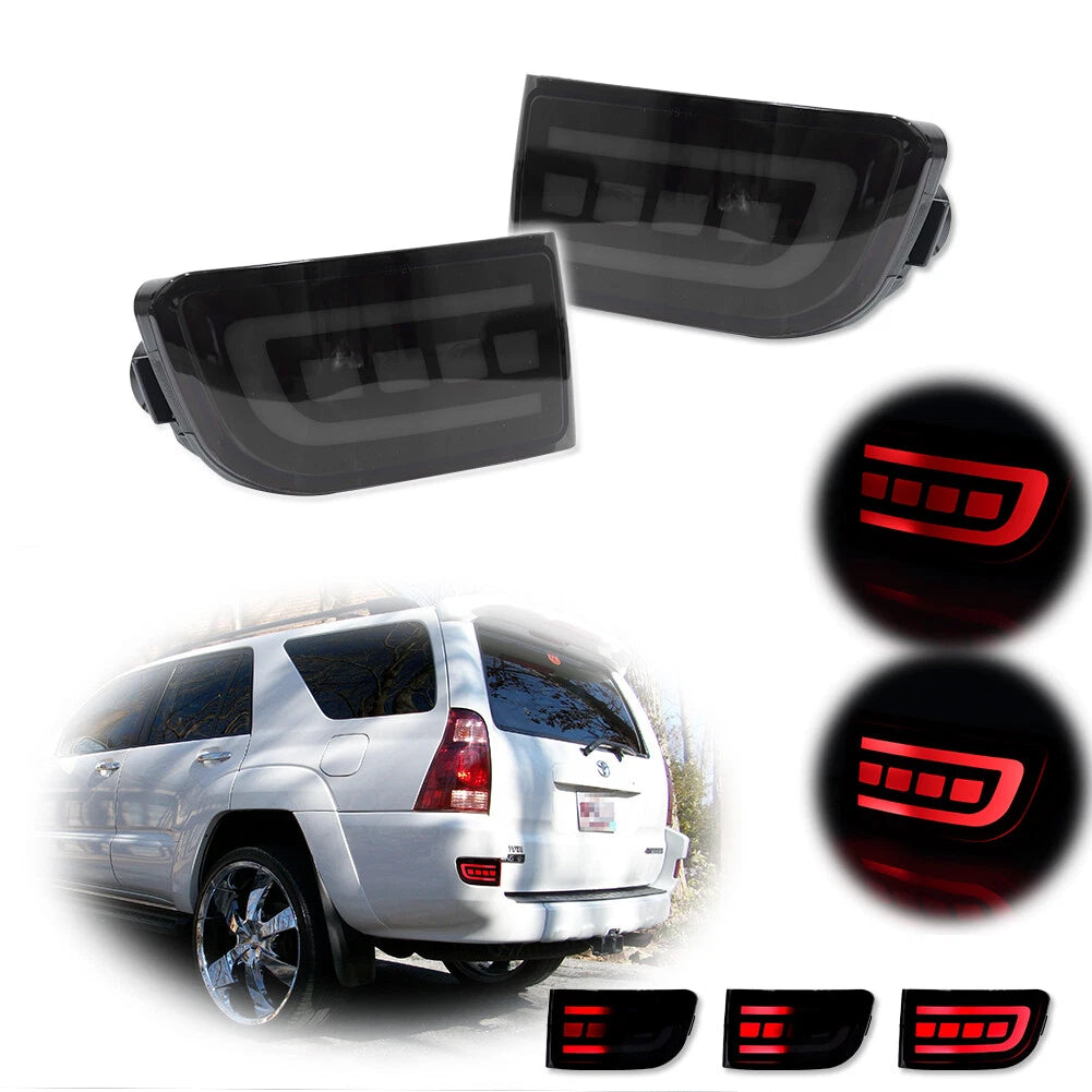 Set of 2 Smoked Lens Red LED Tail Brake Signal Lights for Toyota 4Runner