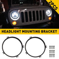 7" Headlight Mounting Bracket Ring for Jeep Wrangler JK (2007–2018) Black